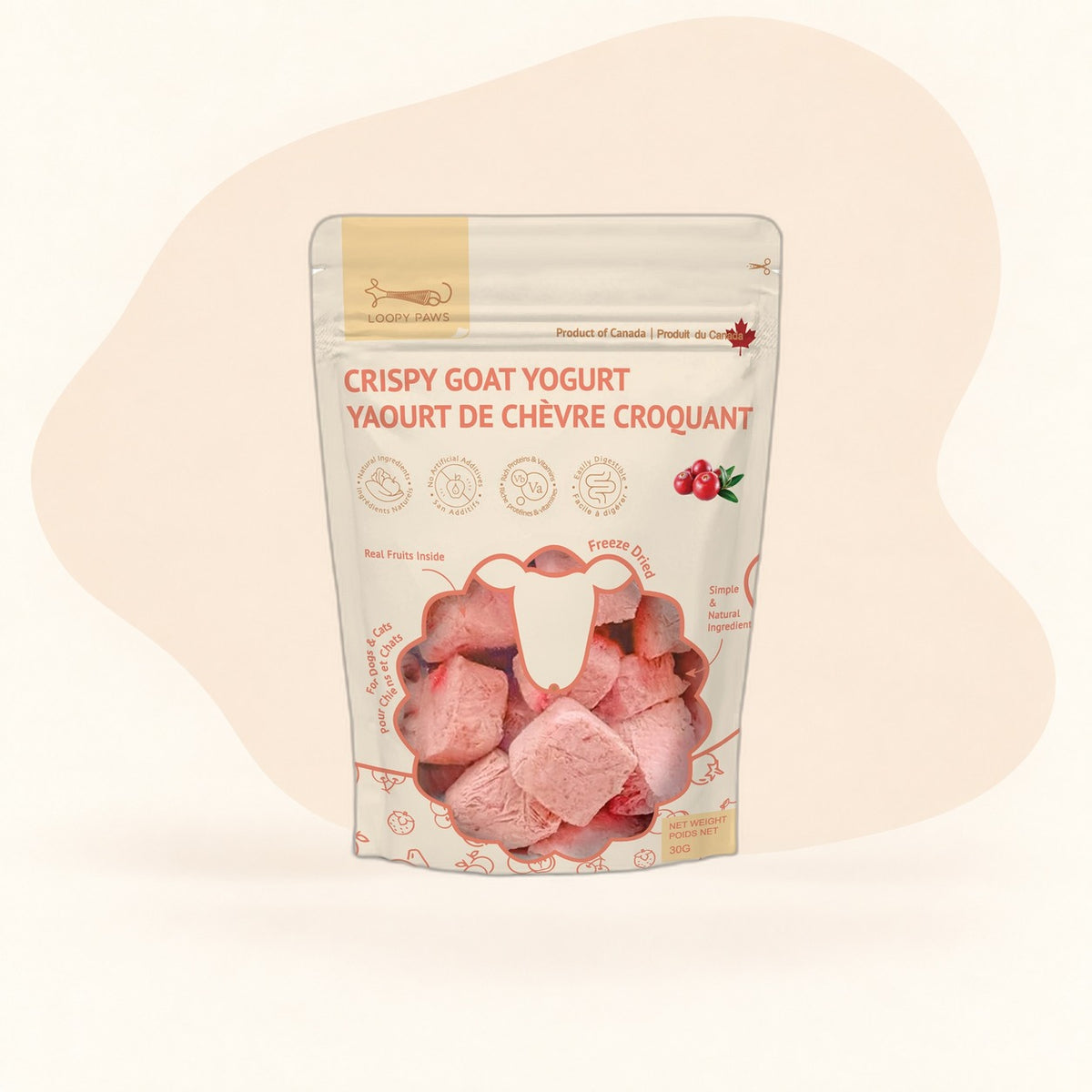 Loopypaws Crispy Goat Yogurt - Cranberry