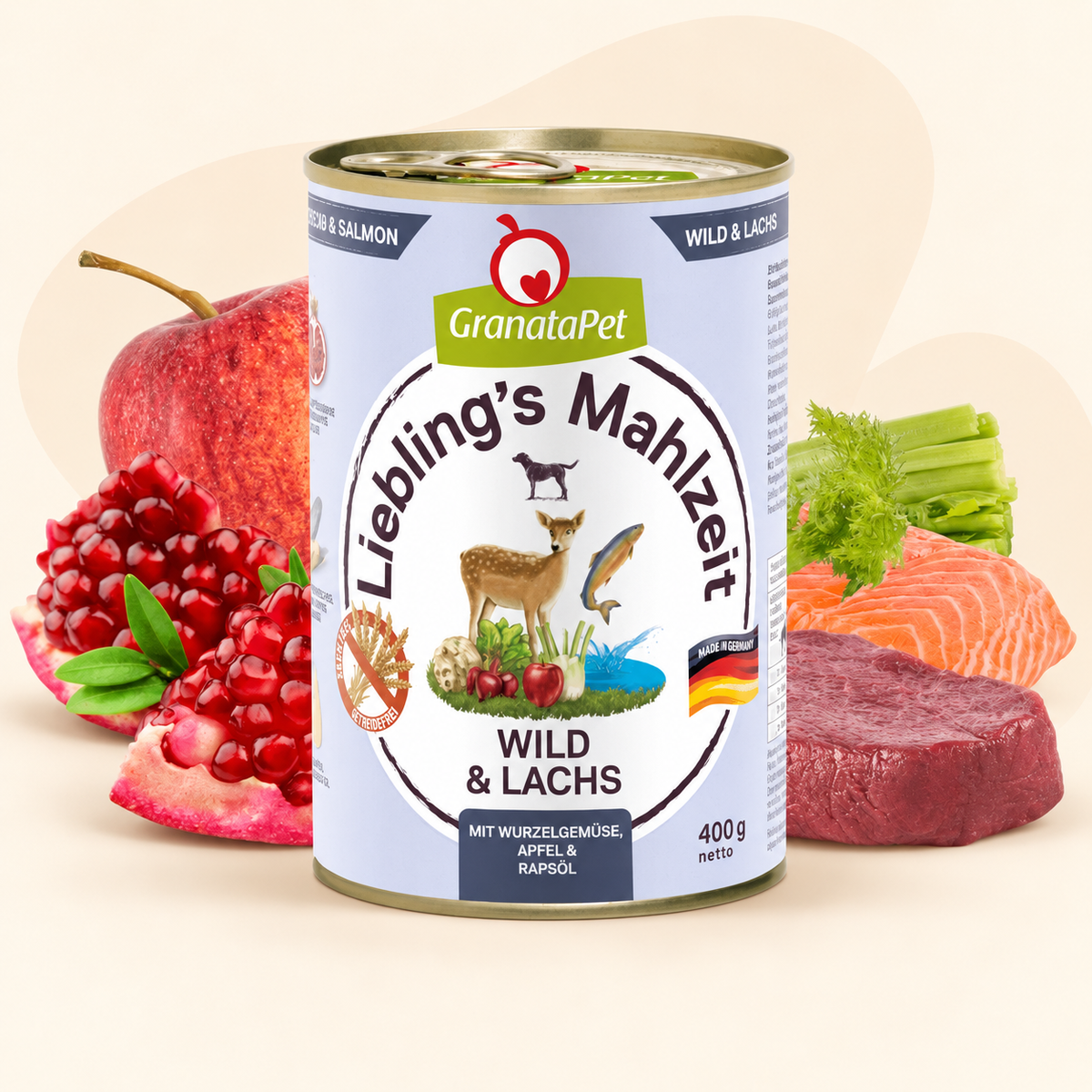 GranataPet Liebling's Mahlzeit Venison & Salmon Dog Wet Food