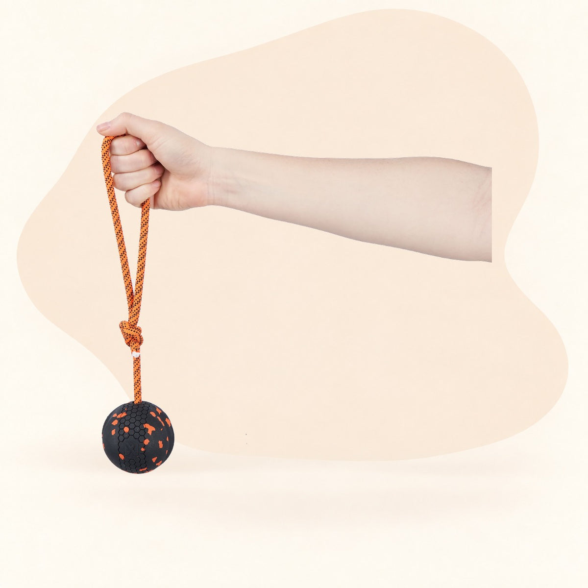 Non-stop Dogwear Dog Ball on Rope - Orange/black