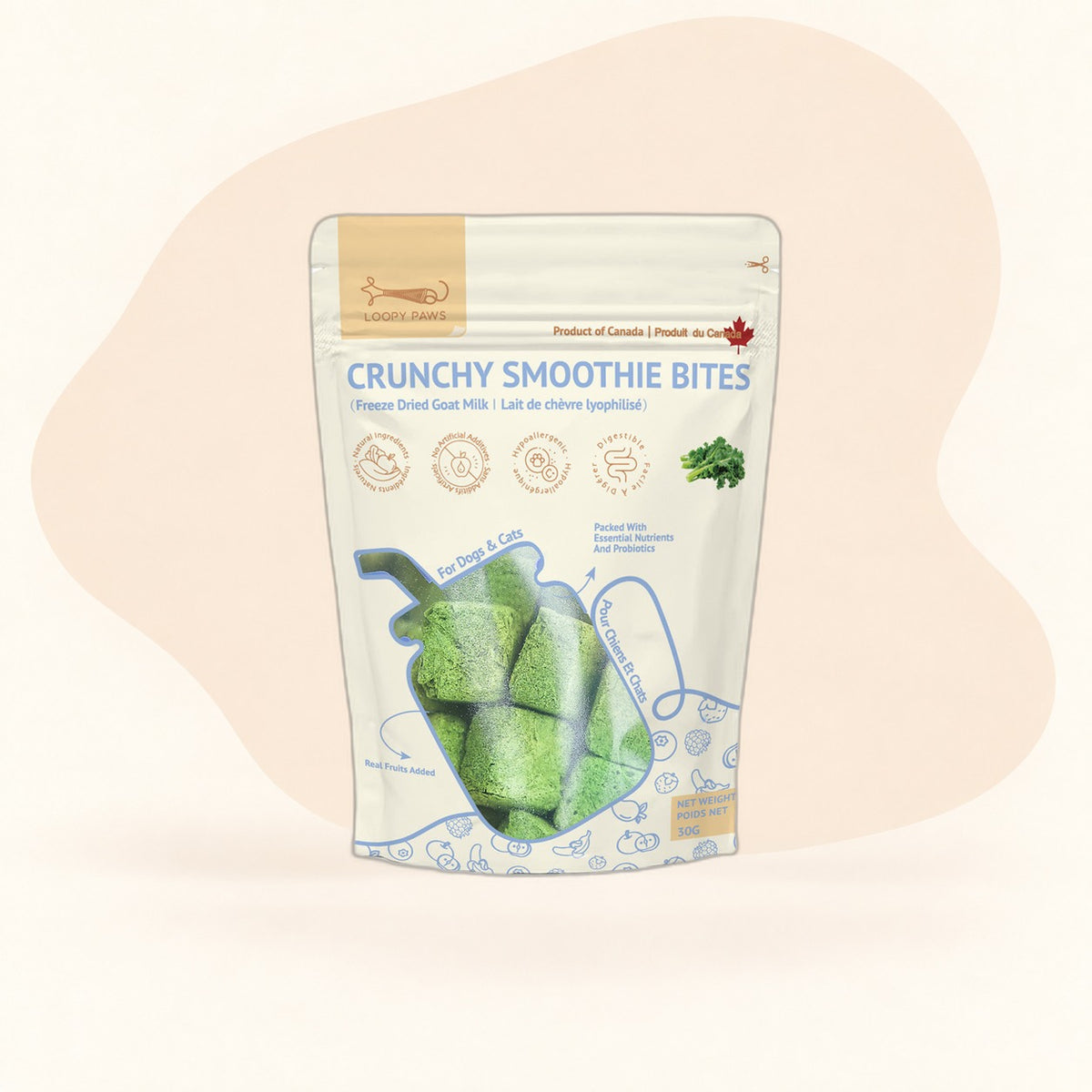 Loopypaws Crunchy Smoothie Bites - Kale
