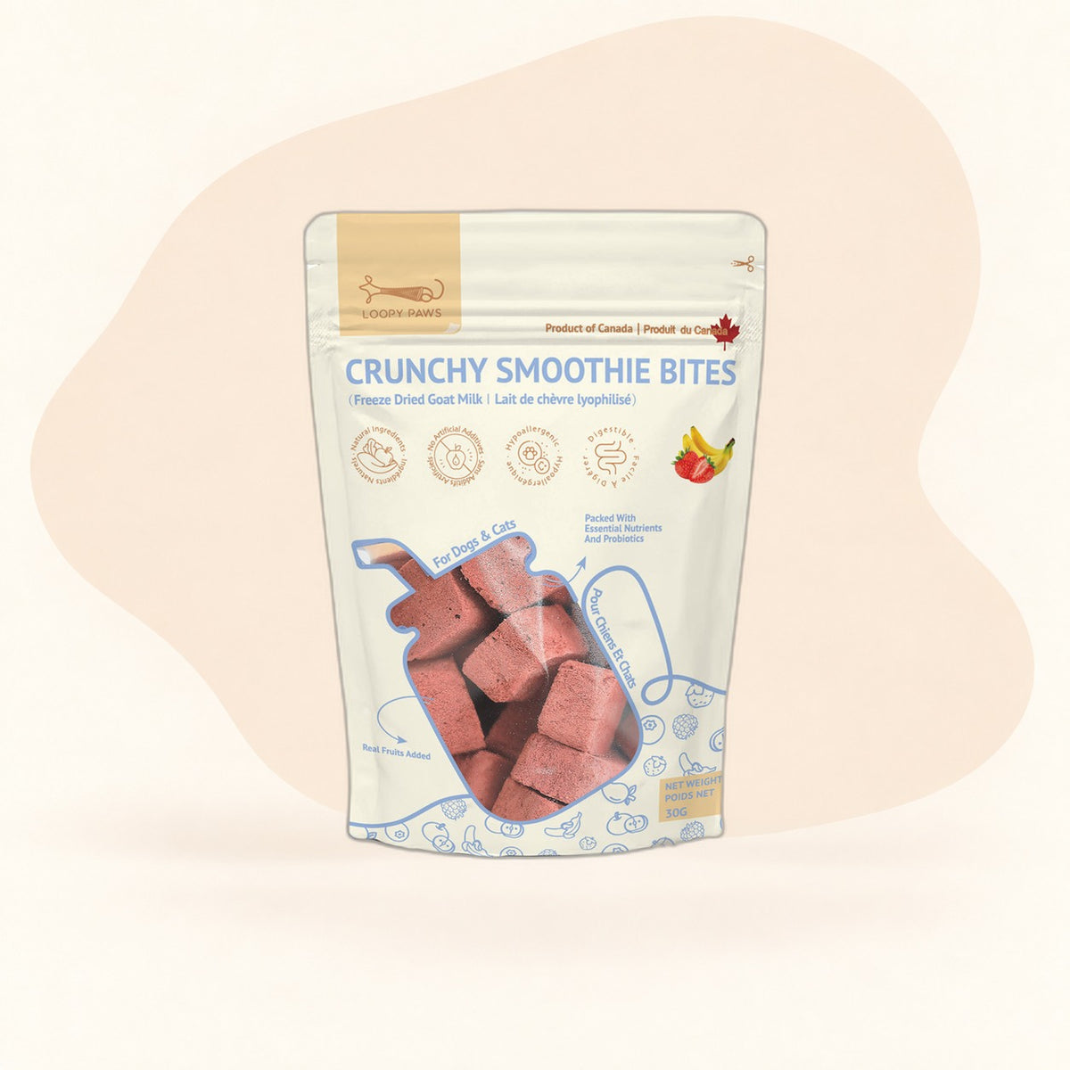 Loopypaws Crunchy Smoothie Bites - Strawberry & Banana